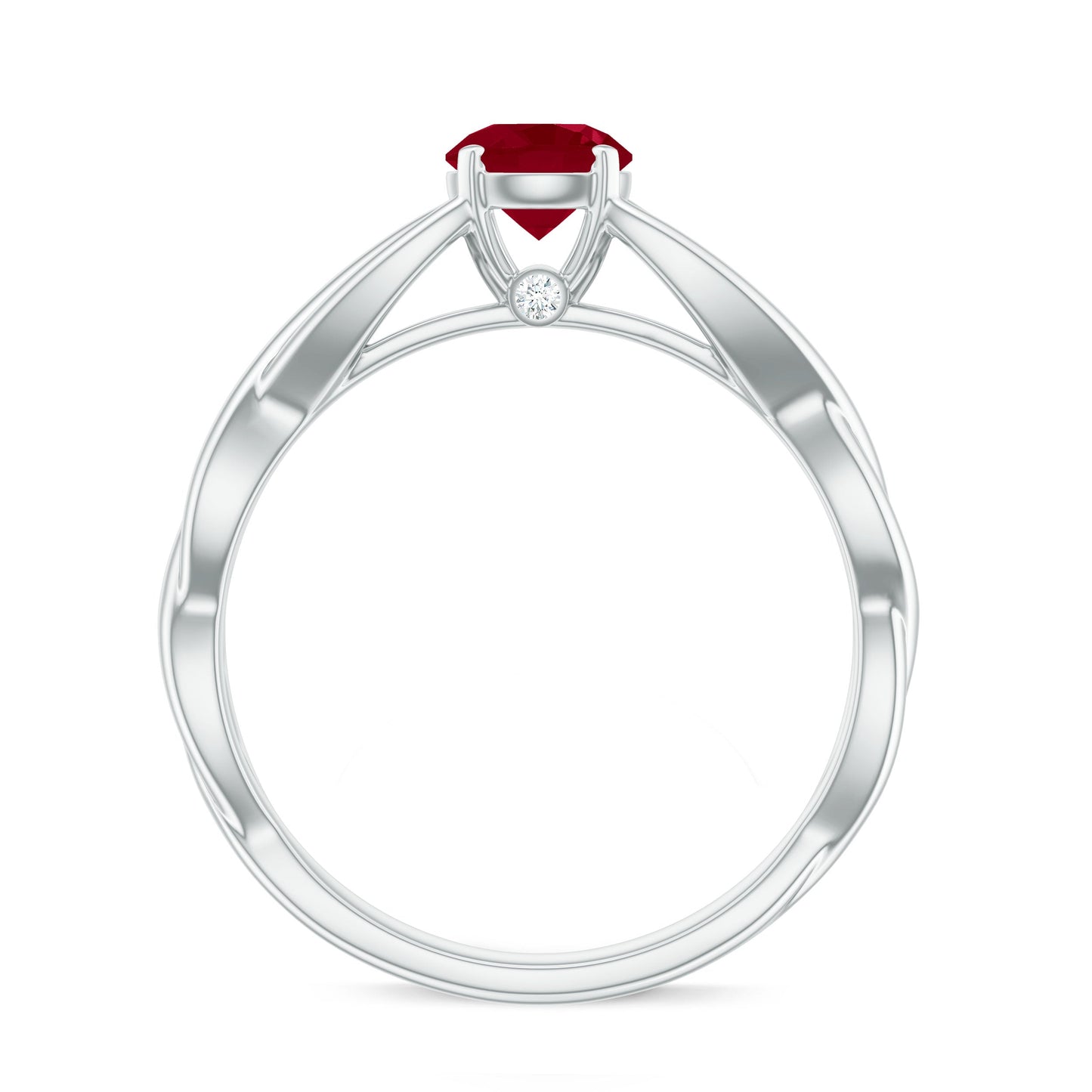 Natural Ruby Solitaire Ring in Crossover Shank