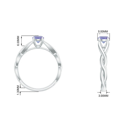 Real Tanzanite Diamond Proposal Ring with Crossover Shank