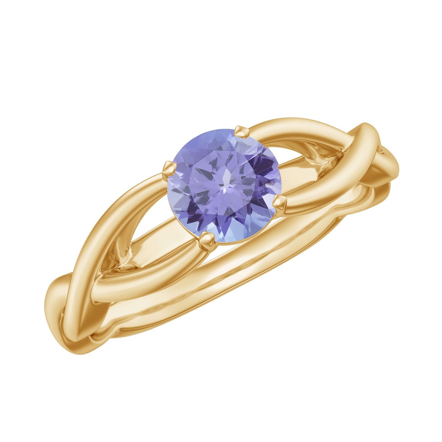 Real Tanzanite Diamond Proposal Ring with Crossover Shank