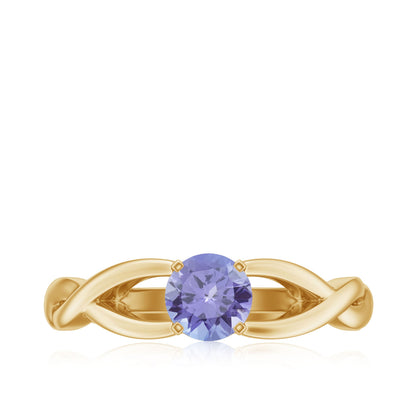 Real Tanzanite Diamond Proposal Ring with Crossover Shank