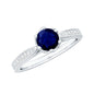 Natural 0.9 Carat Blue Sapphire Engagement Ring with Diamond