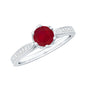 Real 0.6 Carat Ruby Engagement Ring with Diamond for Women