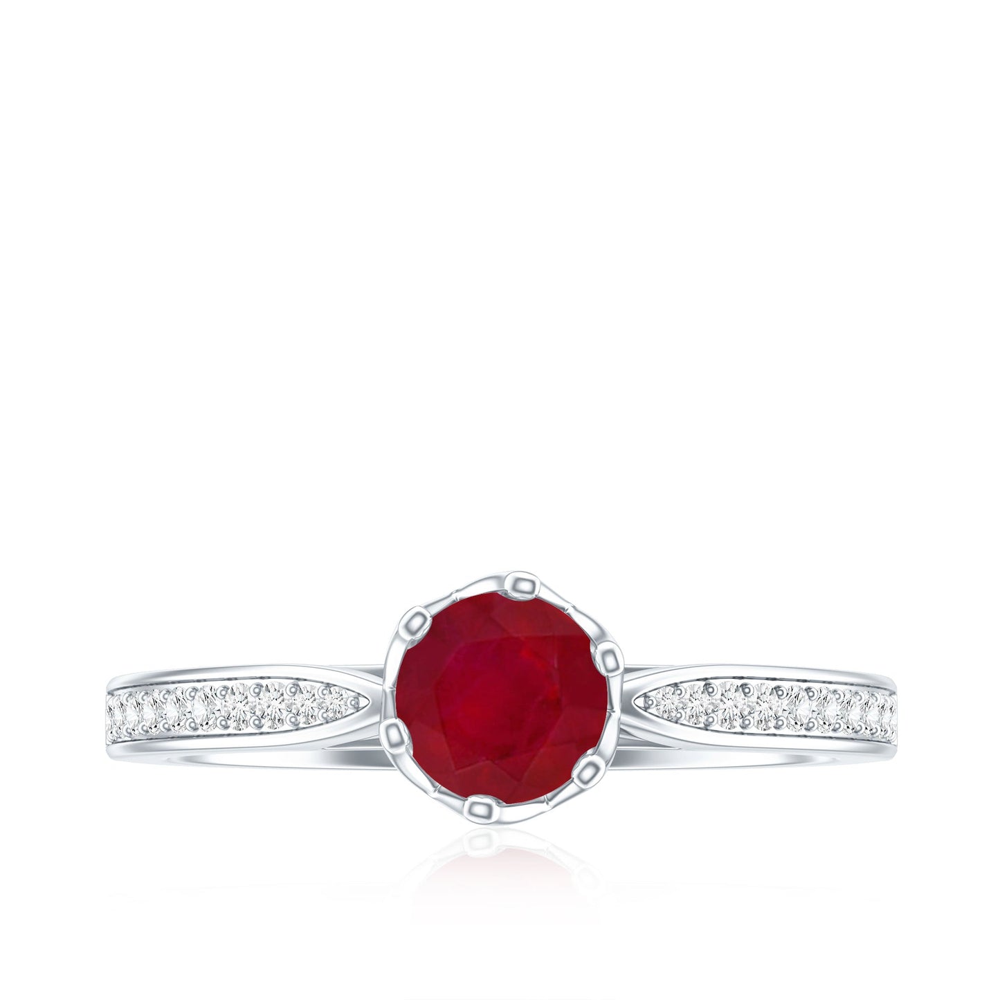Real 0.6 Carat Ruby Engagement Ring with Diamond for Women