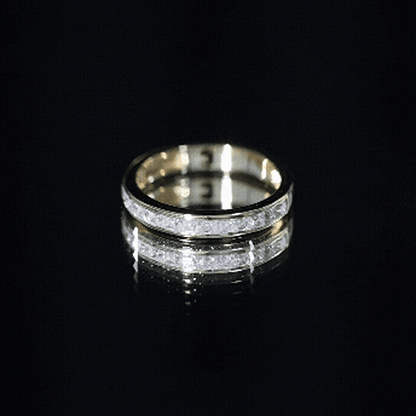 Princess Cut Moissanite Half Eternity Band Ring in Channel Setting