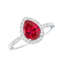 1 Carat Lab Created Ruby Teardrop Engagement Ring with Diamond Halo
