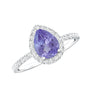 1.35 Carat Tanzanite Classic Engagement Ring with Diamond Halo