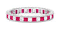 Certified Natural Princess Cut Ruby Eternity Ring with Moissanite