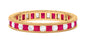 Certified Natural Princess Cut Ruby Eternity Ring with Moissanite