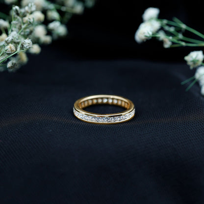 Princess Cut Moissanite Eternity Band Ring in Channel Setting