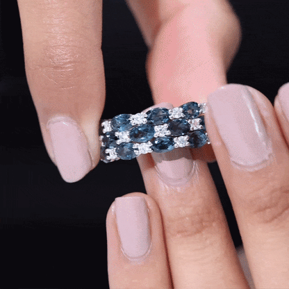 Natural London Blue Topaz and Diamond Statement Ring
