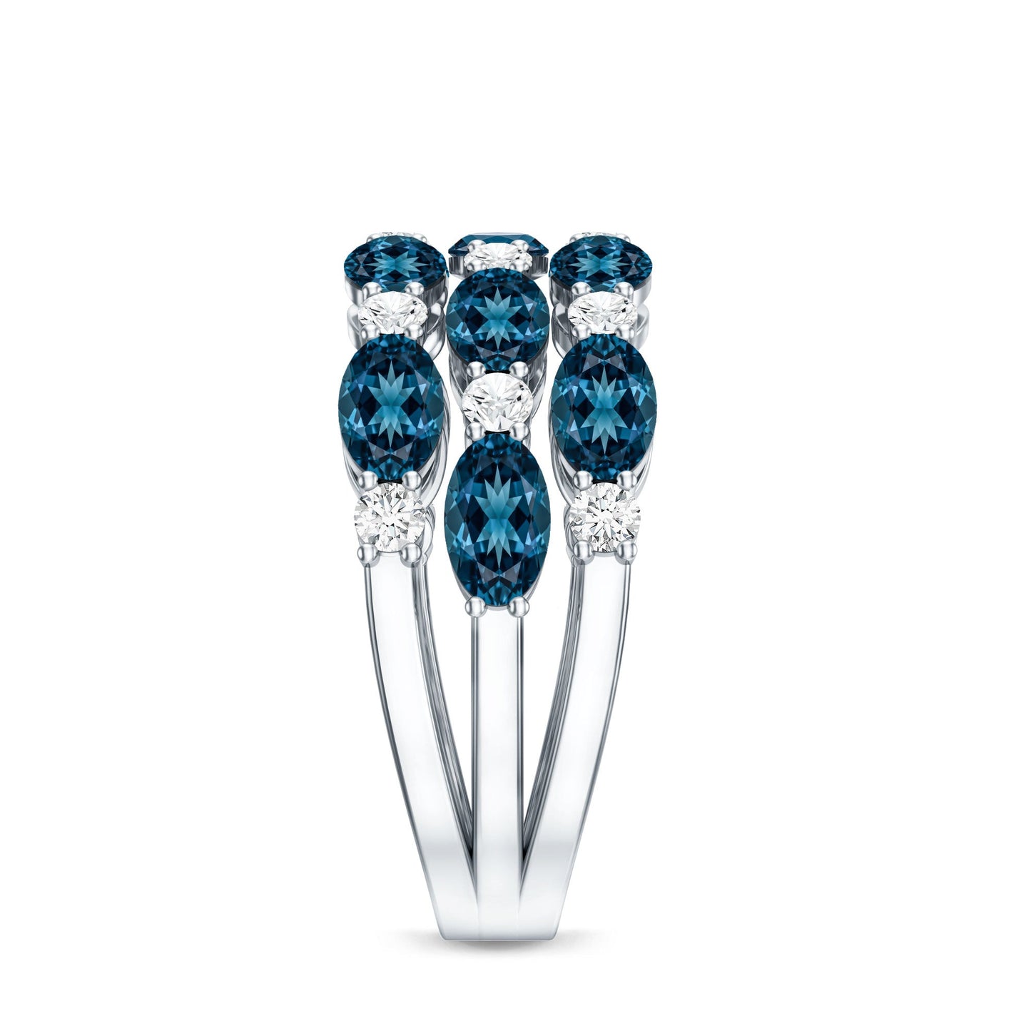 Natural London Blue Topaz and Diamond Statement Ring