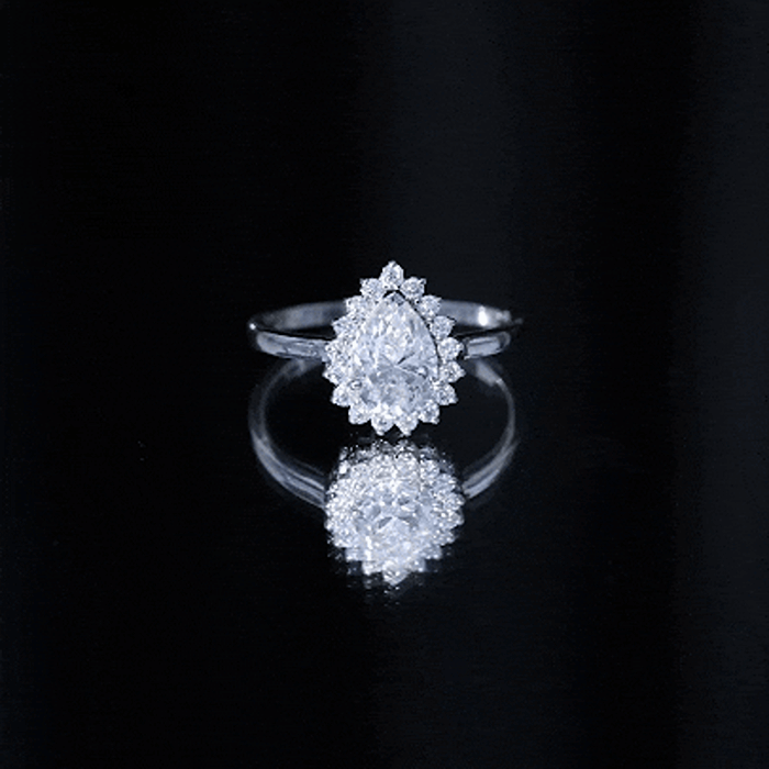 Certified Pear Cut Engagement Ring With Moissanite