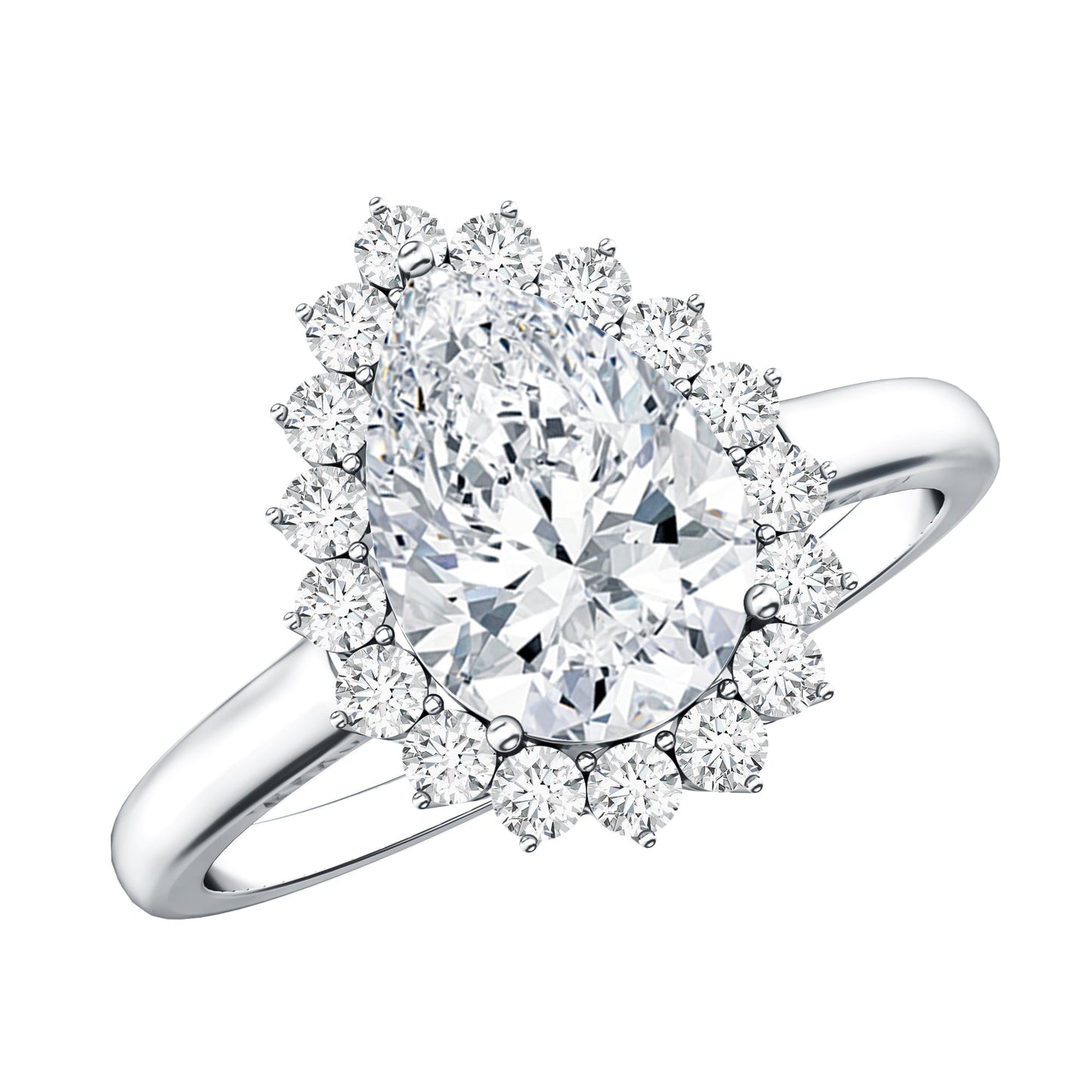 Certified Pear Cut Engagement Ring With Moissanite