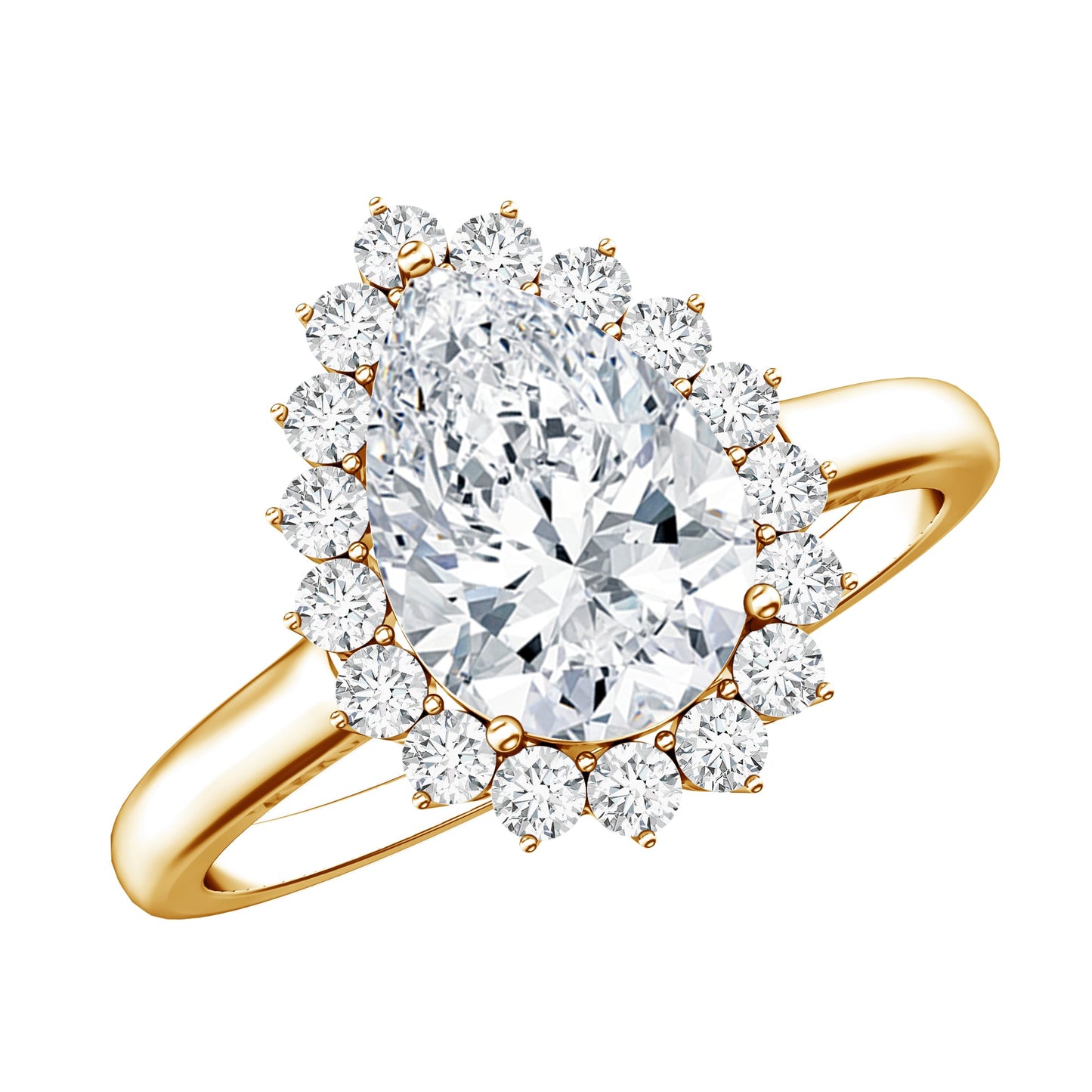 Certified Pear Cut Engagement Ring With Moissanite