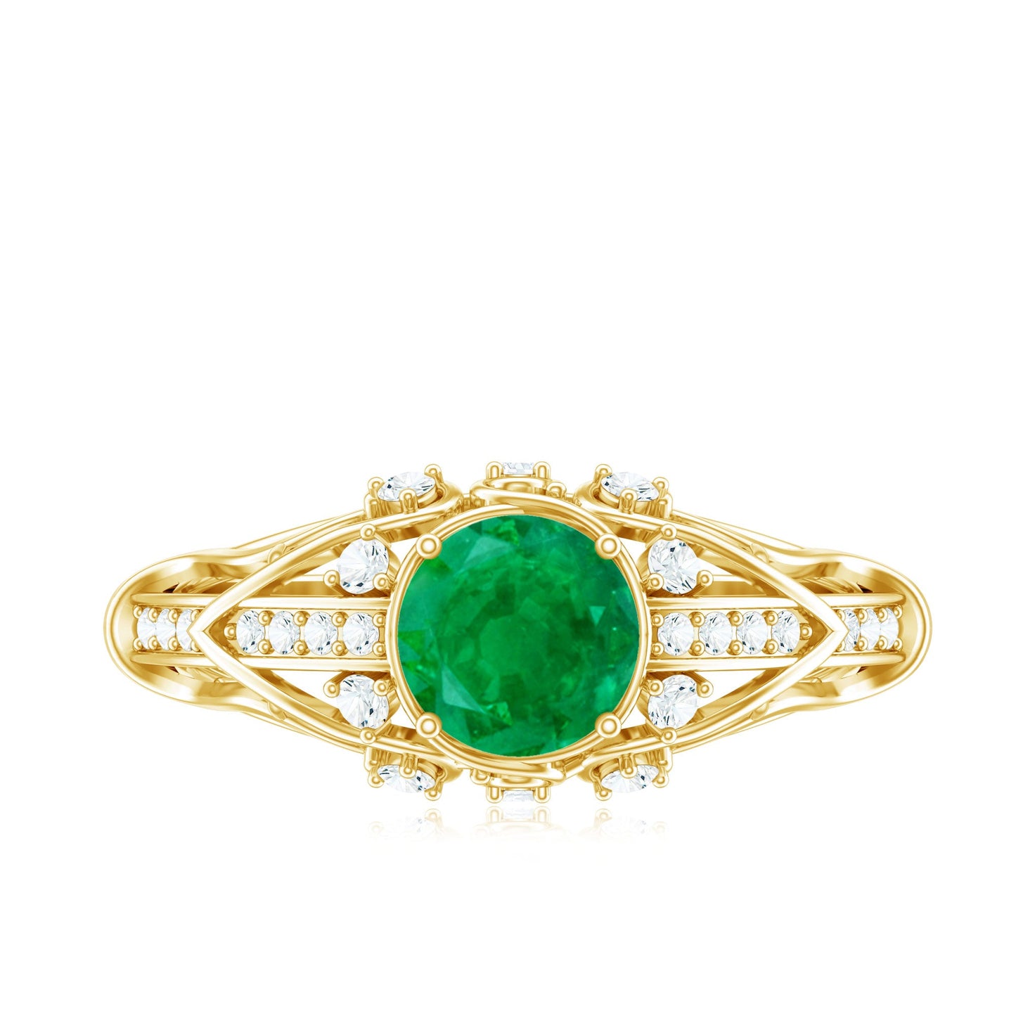 Natural Emerald Diamond Retro Engagement Ring