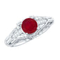 Vintage Inspired 0.6 Carat Ruby Engagement Ring with Diamond