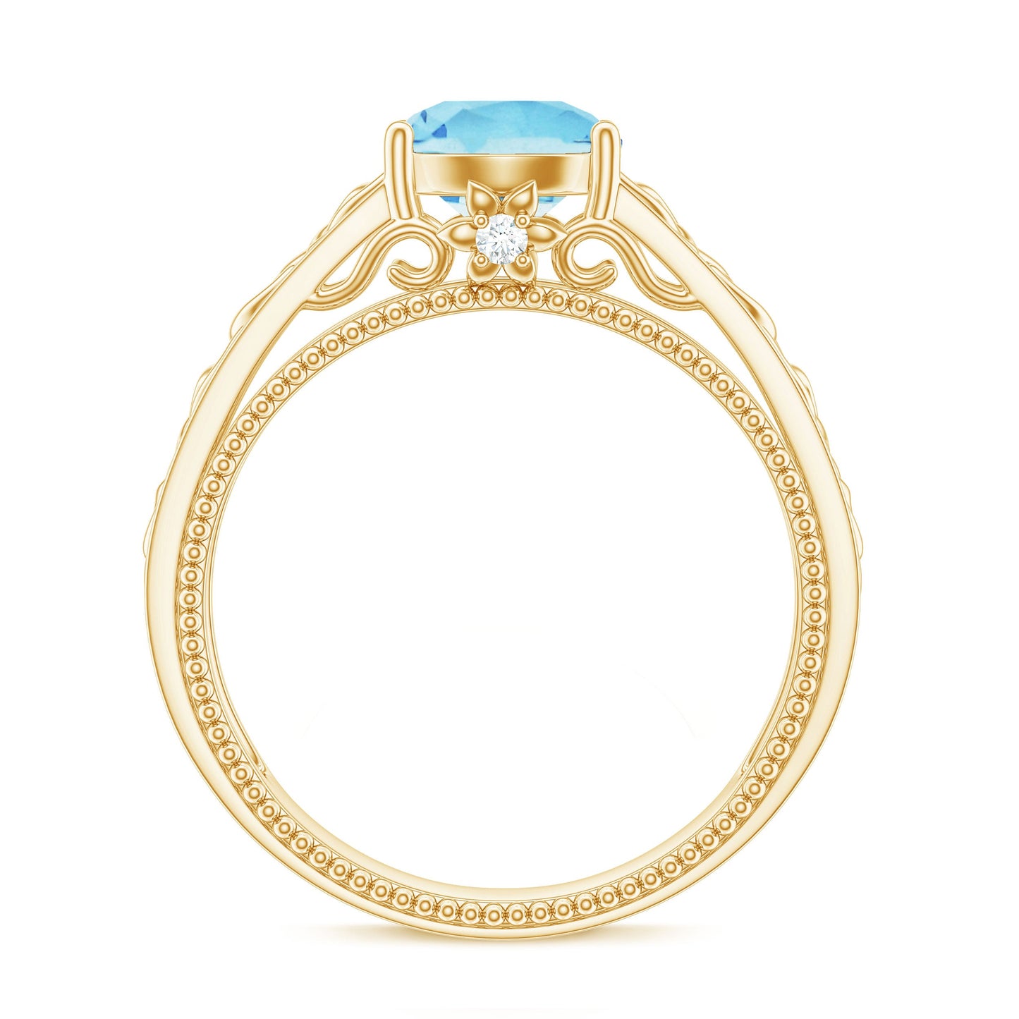 Vintage Looking Aquamarine Engagement Ring with Diamond