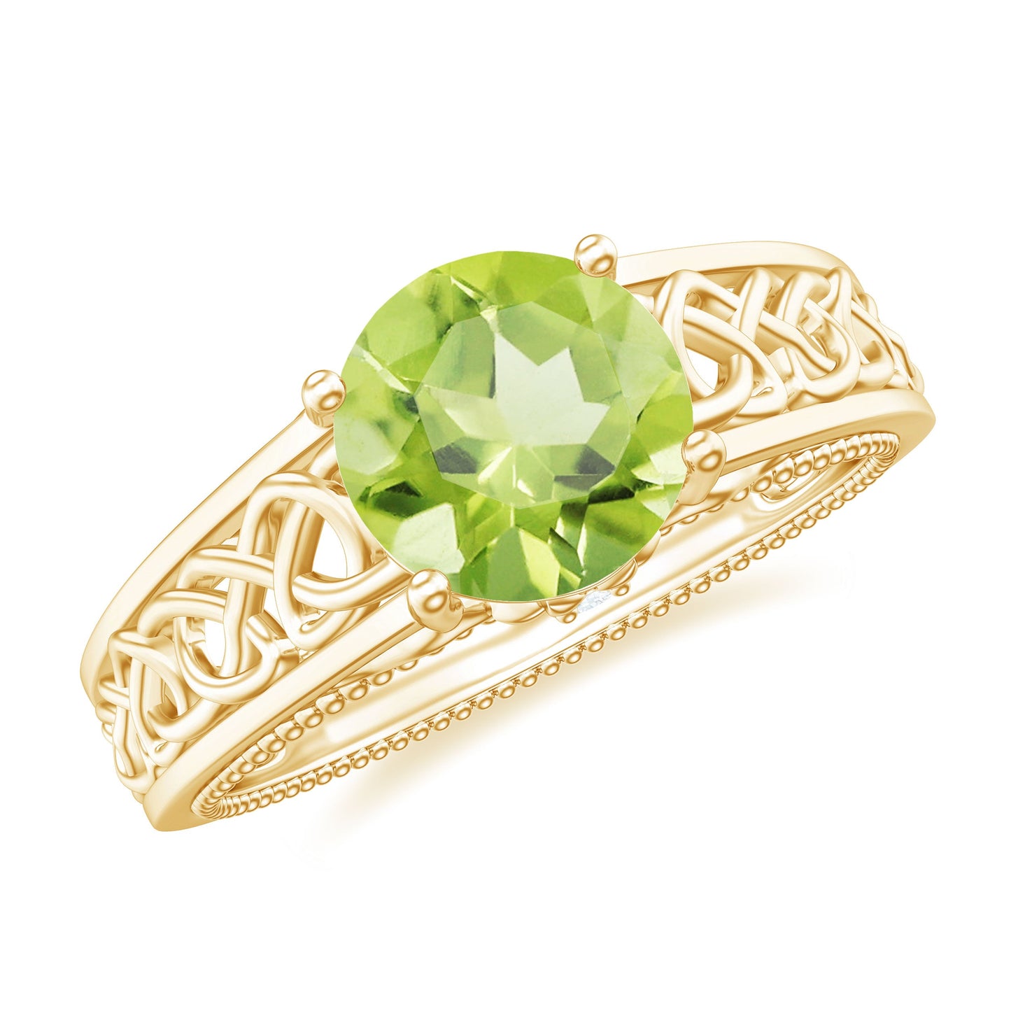 Real 2 Carat Peridot Celtic Knot Engagement Ring with Surprise Diamond