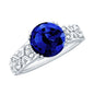 Nature Inspired 2.7 Carat Lab Grown Blue Sapphire Engagement Ring with Diamond