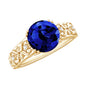 Nature Inspired 2.7 Carat Lab Grown Blue Sapphire Engagement Ring with Diamond