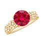 Vintage Inspired Lab Created Ruby Solitaire Engagement Ring