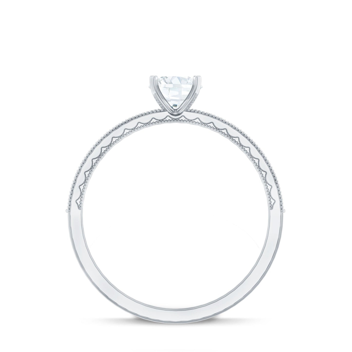 0.5 Carat  Moissanite Solitaire Engagement Ring with Milgrain