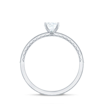 0.5 Carat  Moissanite Solitaire Engagement Ring with Milgrain