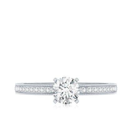 0.5 Carat  Moissanite Solitaire Engagement Ring with Milgrain