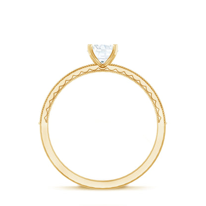 0.5 Carat  Moissanite Solitaire Engagement Ring with Milgrain