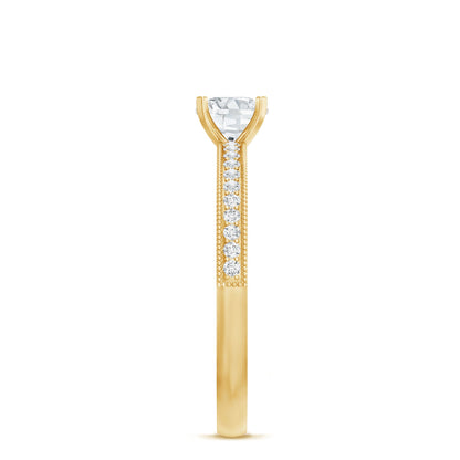 0.5 Carat  Moissanite Solitaire Engagement Ring with Milgrain