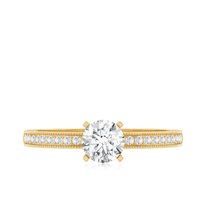 0.5 Carat  Moissanite Solitaire Engagement Ring with Milgrain