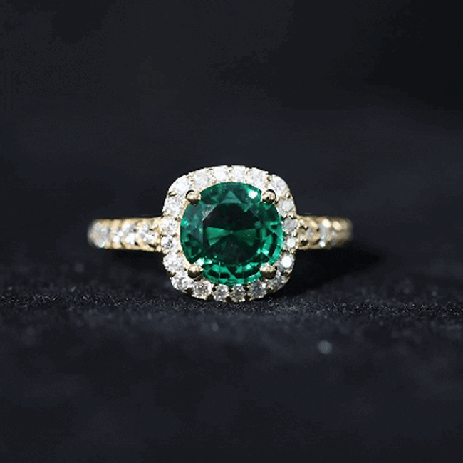 Certified Lab Grown Emerald Diamond Vintage Looking Engagement Ring