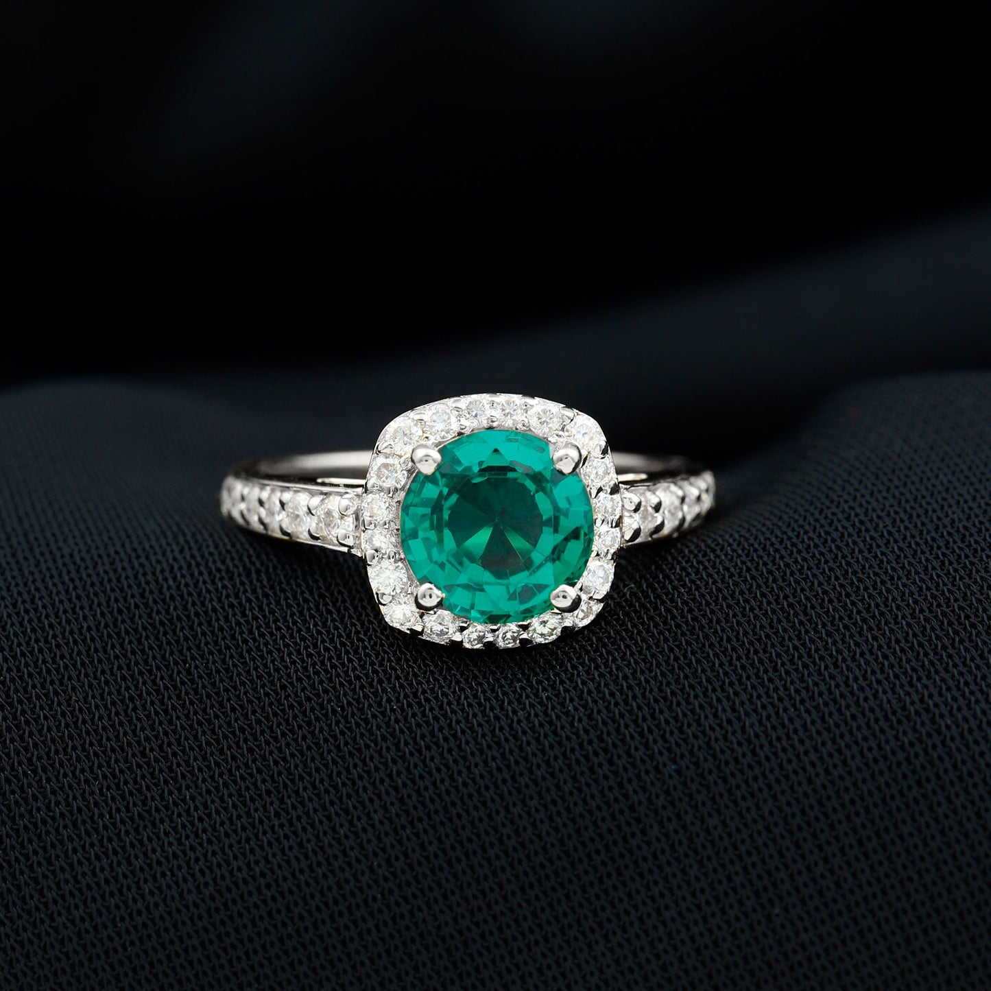 Certified Lab Grown Emerald Diamond Vintage Looking Engagement Ring