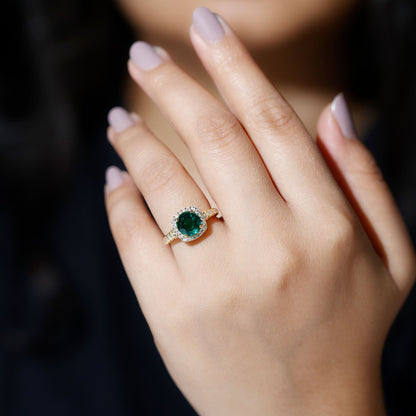 Certified Lab Grown Emerald Diamond Vintage Looking Engagement Ring