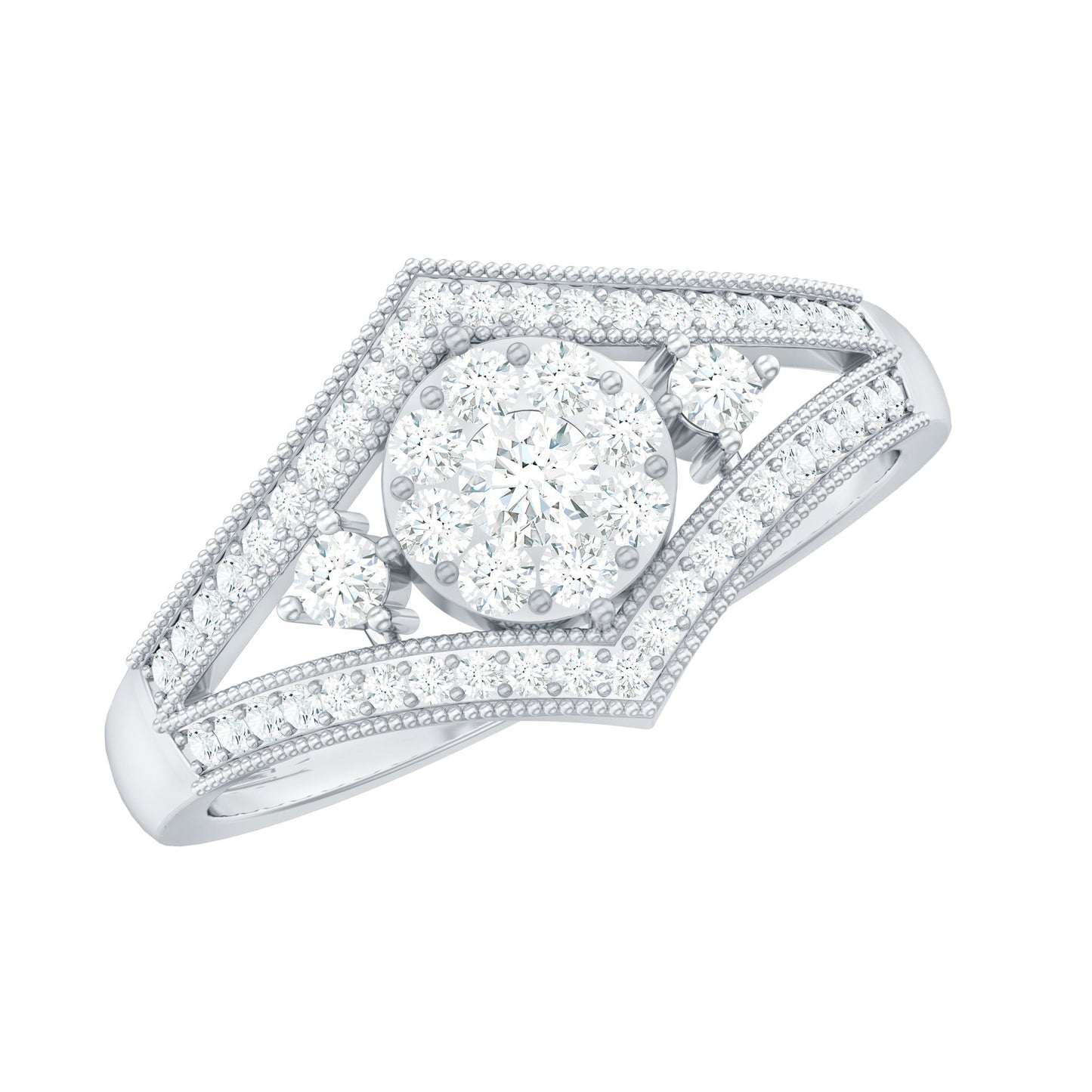 Round Diamond Vintage Ring in illusion Setting