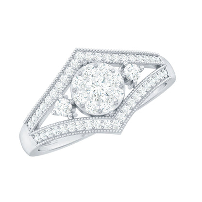 Round Diamond Vintage Ring in illusion Setting