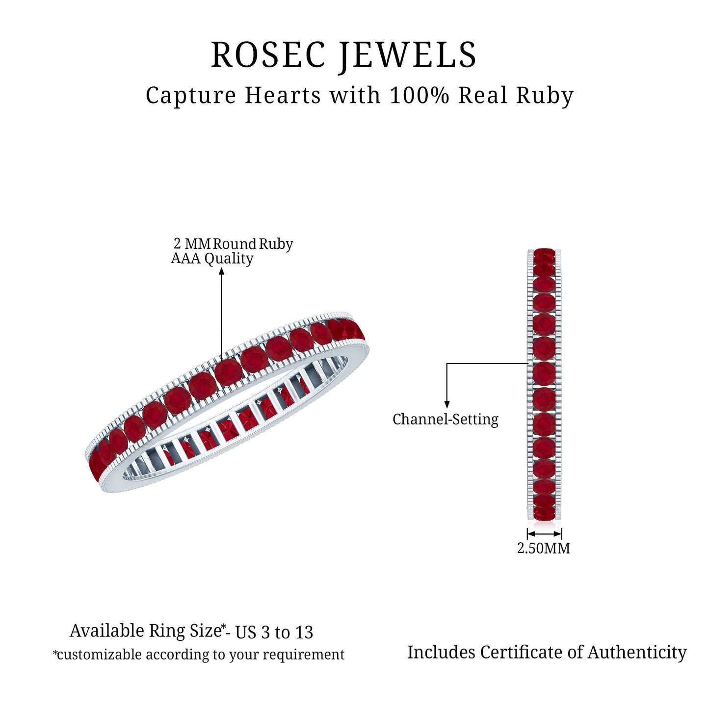 Natural Ruby Eternity Ring for Anniversary