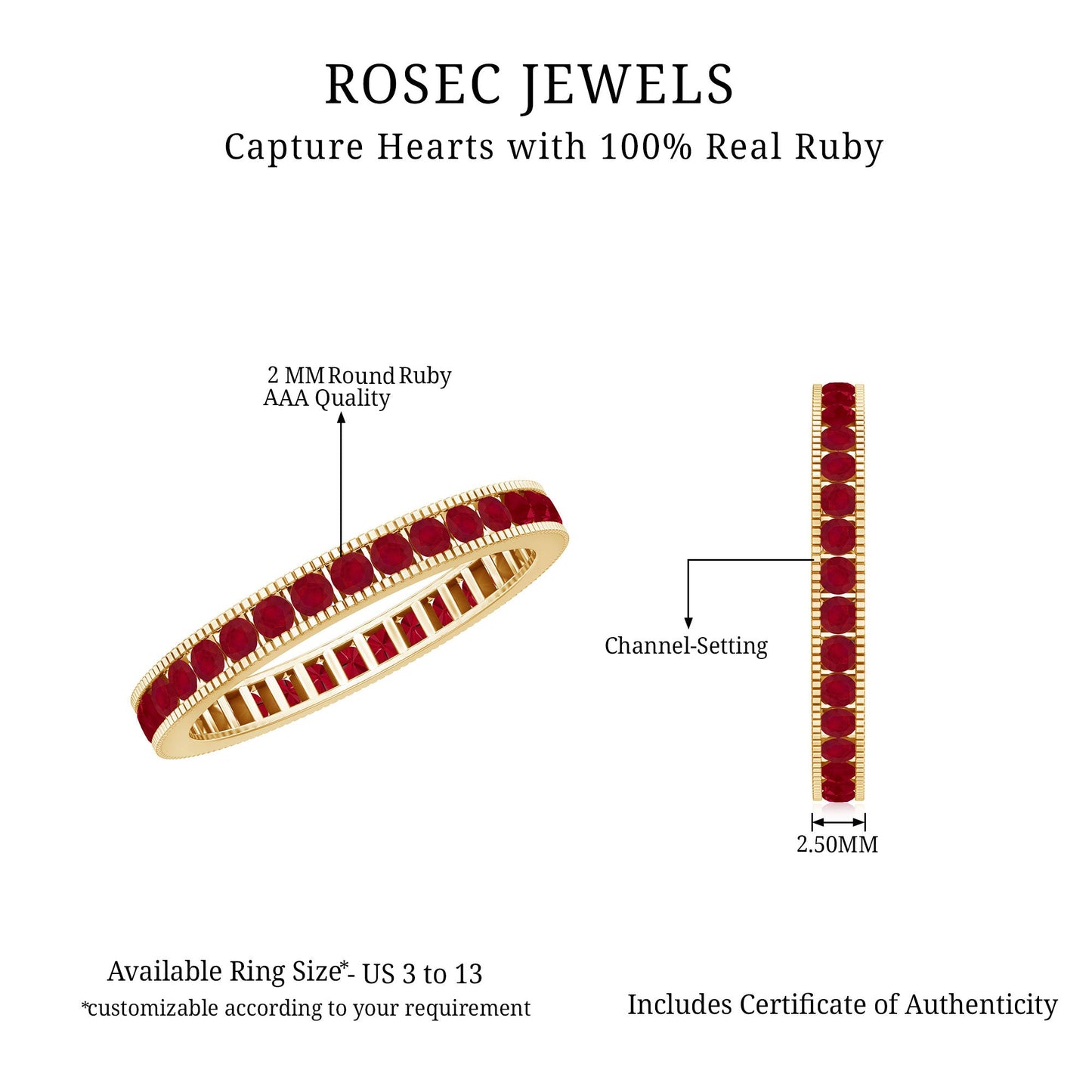 Natural Ruby Eternity Ring for Anniversary