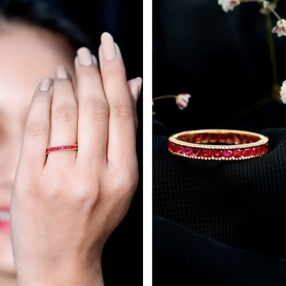 Natural Ruby Eternity Ring for Anniversary