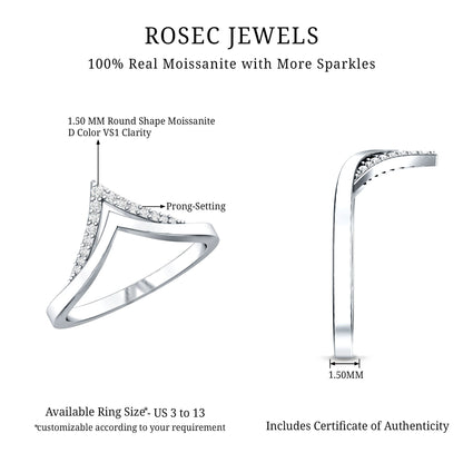 Certified Moissanite Chevron Enhancer Ring