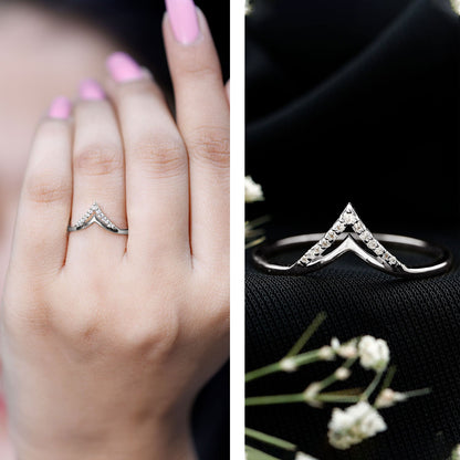 Certified Moissanite Chevron Enhancer Ring