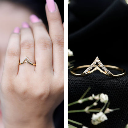 Certified Moissanite Chevron Enhancer Ring