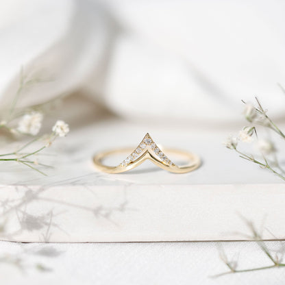 Certified Moissanite Chevron Enhancer Ring
