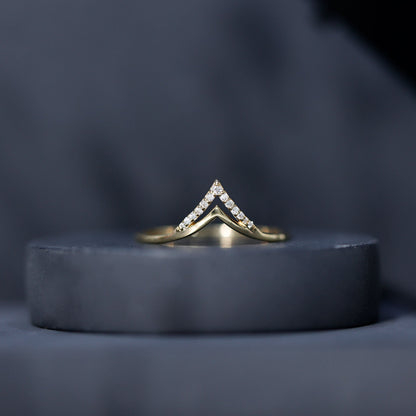 Certified Moissanite Chevron Enhancer Ring