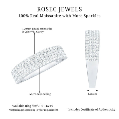 Thick Moissanite Half Eternity Wedding Band