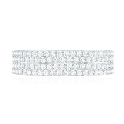 Thick Moissanite Half Eternity Wedding Band