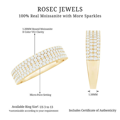 Thick Moissanite Half Eternity Wedding Band