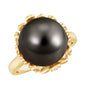 8 Carat Solitaire Tahitian Black Pearl Engagement Ring with Floral Setting