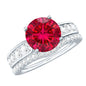Certified Lab Grown Ruby and Moissanite Wedding Ring Set For Her