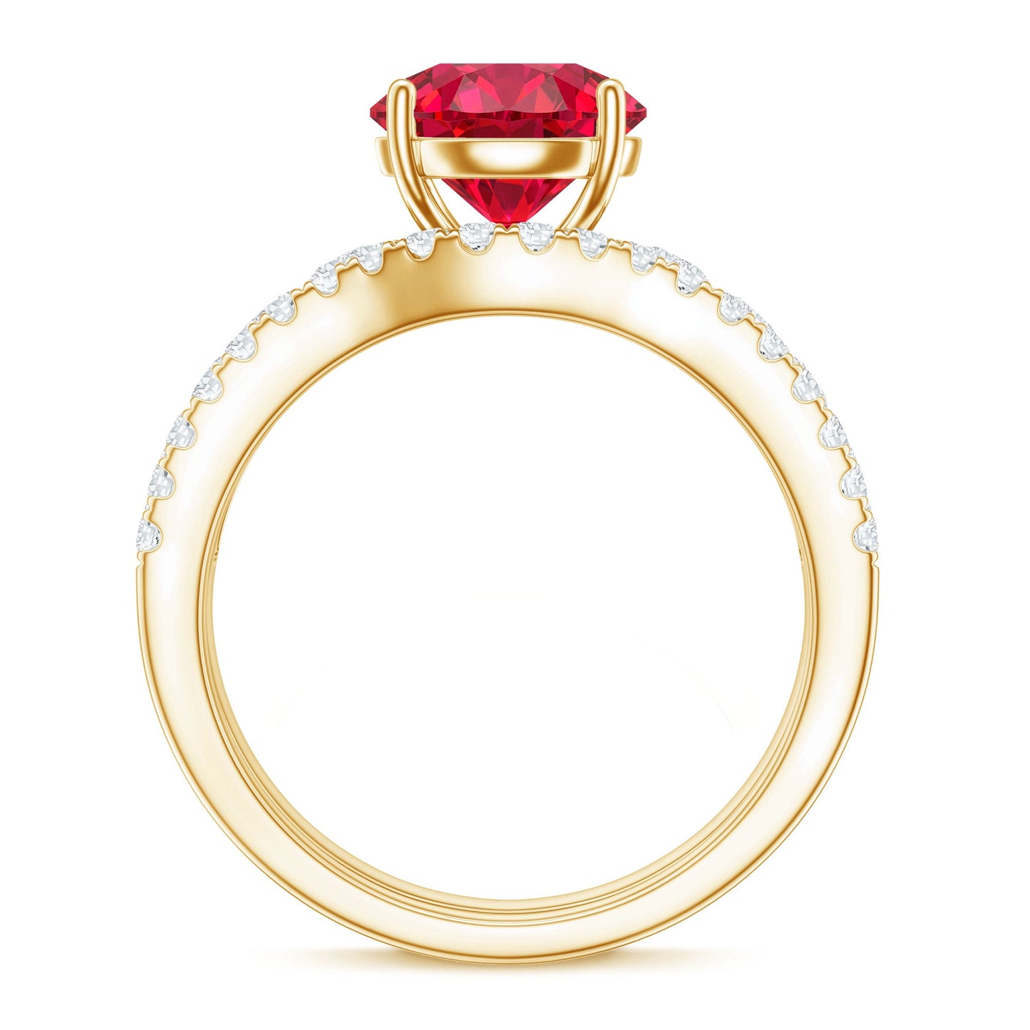 Certified Lab Grown Ruby and Moissanite Wedding Ring Set For Her